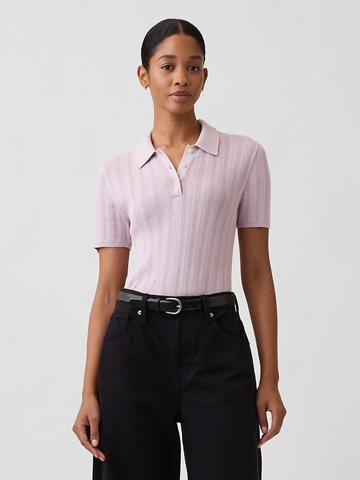 Image number 1 showing, Ribbed Sweater Polo Shirt