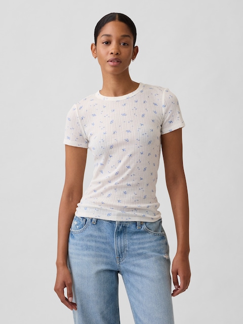 Essential Ribbed Pointelle T-Shirt