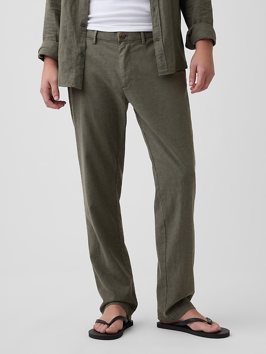 Image number 3 showing, Straight Linen-Blend Pants
