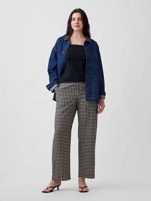 Image number 5 showing, High Rise Linen-Blend Straight Crop Pants