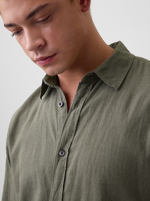 Image number 4 showing, Linen-Blend Shirt in Standard Fit