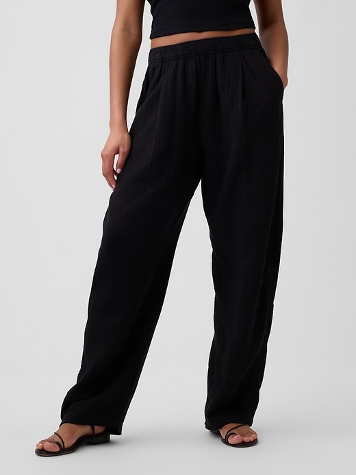 Image number 2 showing, Mid Rise Pull-On Barrel Gauze Pants