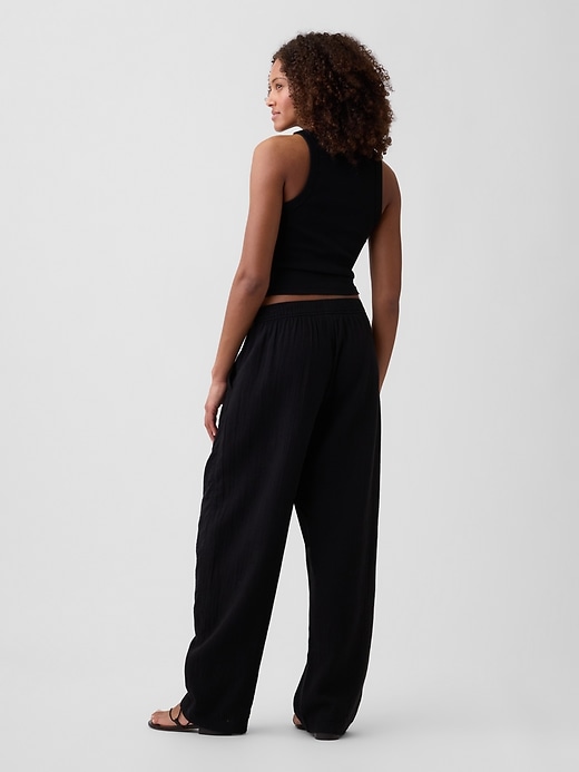 Image number 4 showing, Mid Rise Pull-On Barrel Gauze Pants