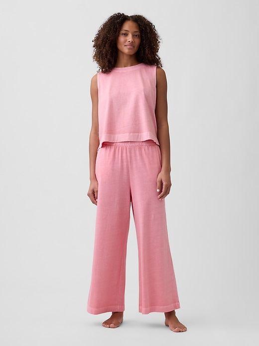 Image number 1 showing, Heavyweight Pull-On Wide-Leg Crop Pants