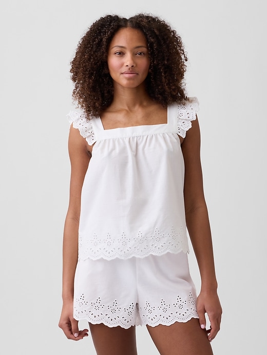 Image number 1 showing, Poplin Eyelet PJ Top