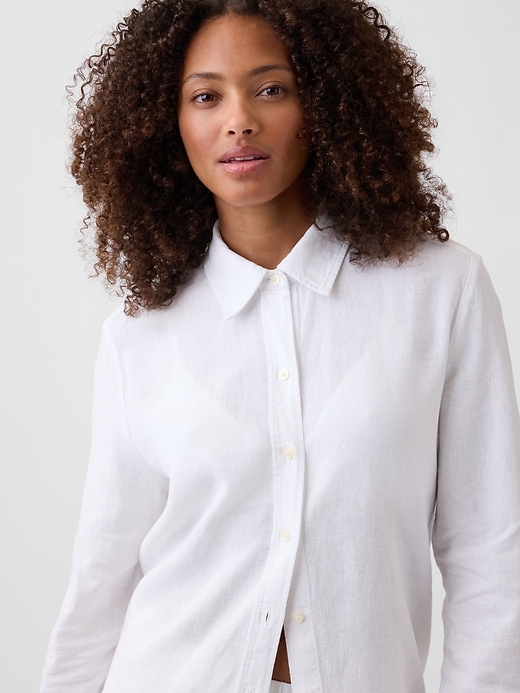 Image number 4 showing, Oversized Linen-Blend Easy Shirt