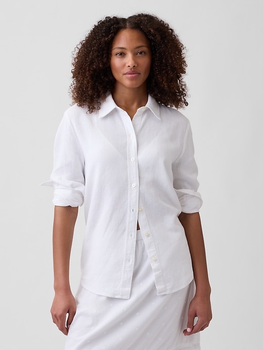 Image number 1 showing, Oversized Linen-Blend Easy Shirt