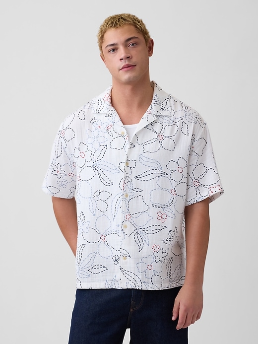 Image number 1 showing, Gauze Vacay Shirt in Boxy Fit