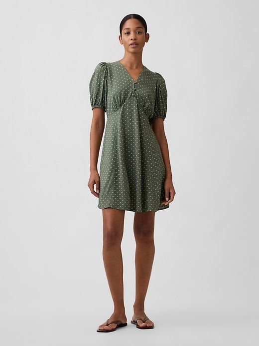 Image number 1 showing, Puff Sleeve V-Neck Mini Dress