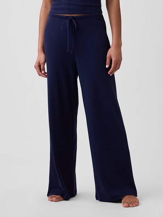 Image number 3 showing, Pointelle Wide-Leg PJ Pants