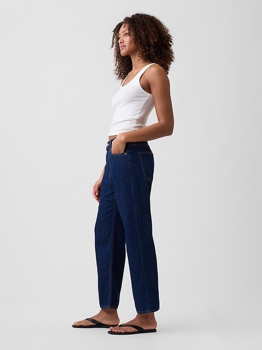 Image number 3 showing, Mid Rise SuperSoft Relaxed Straight Crop Jeans