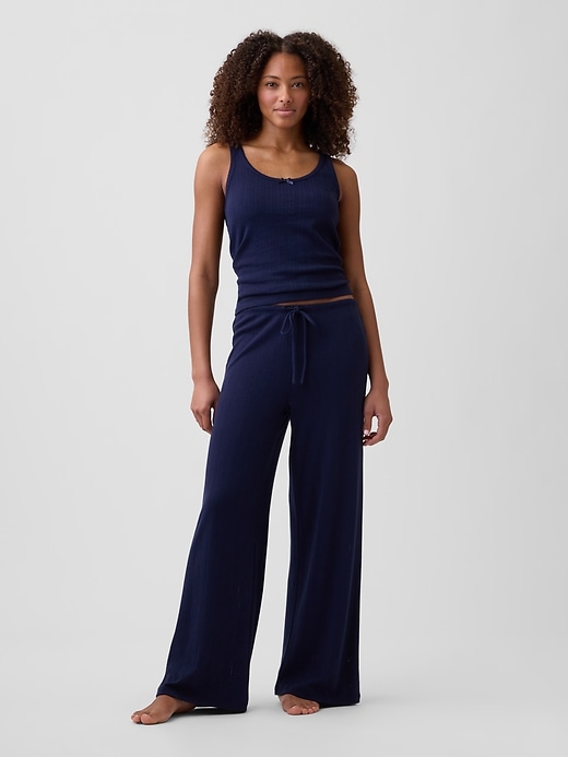 Image number 1 showing, Pointelle Wide-Leg PJ Pants