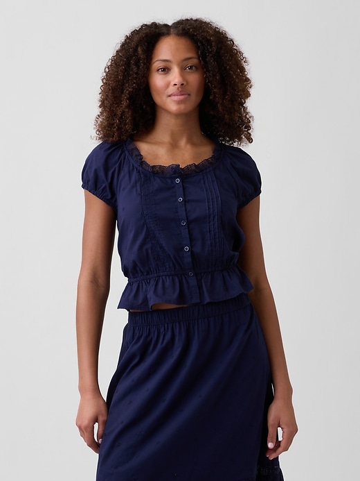 Image number 1 showing, Cap-Sleeve Pintuck Top