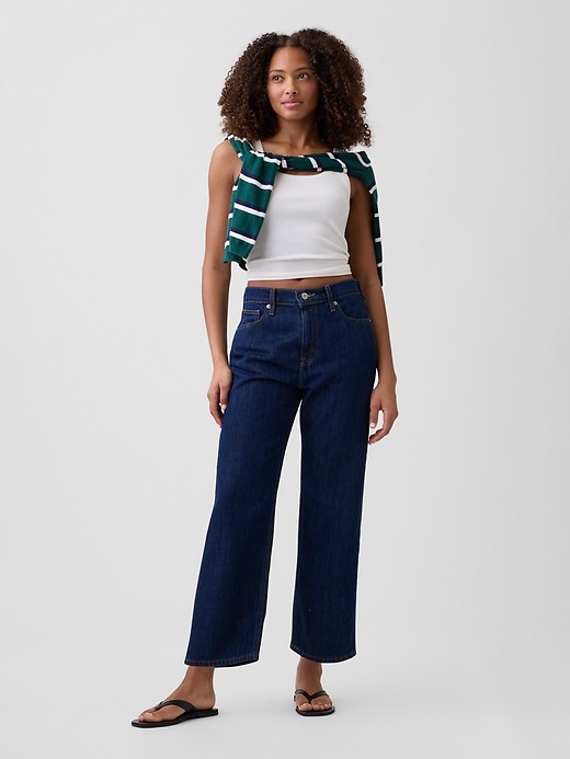 Image number 1 showing, Mid Rise SuperSoft Relaxed Straight Crop Jeans