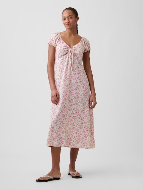 Puff Sleeve Midi Dress