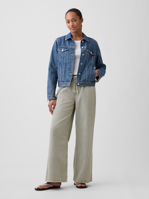 Mid Rise Soft Pull-On Wide-Leg Jeans