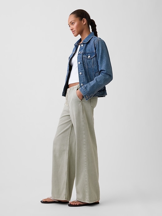 Image number 3 showing, Mid Rise Pull-On Wide-Leg Jeans