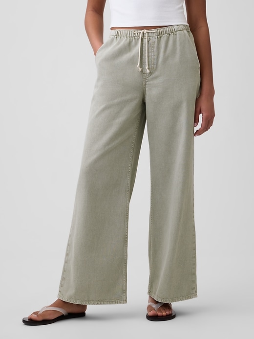 Image number 2 showing, Mid Rise Pull-On Wide-Leg Jeans