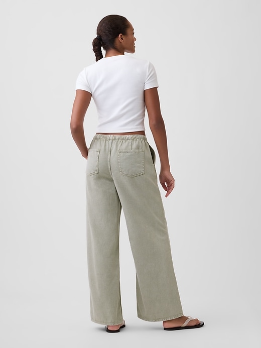 Image number 4 showing, Mid Rise Pull-On Wide-Leg Jeans