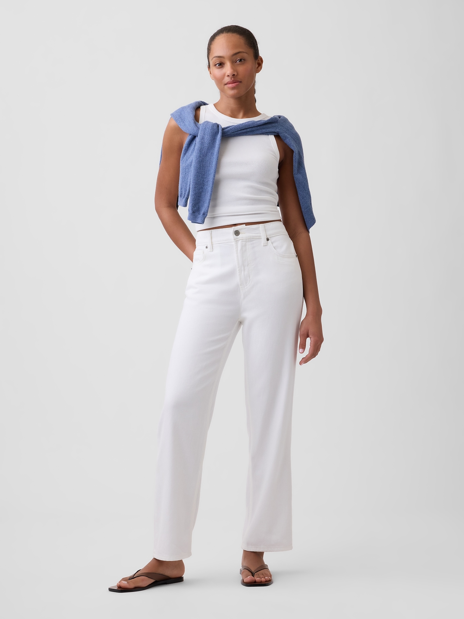 Mid Rise Relaxed Straight Soft Crop Jeans