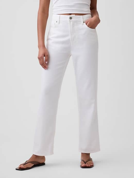 Image number 2 showing, Mid Rise Relaxed Straight Soft Crop Jeans