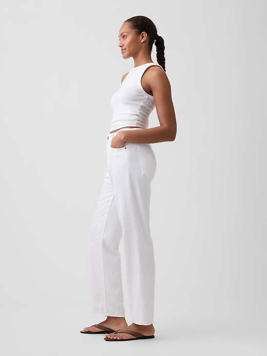 Image number 3 showing, Mid Rise Relaxed Straight Soft Crop Jeans