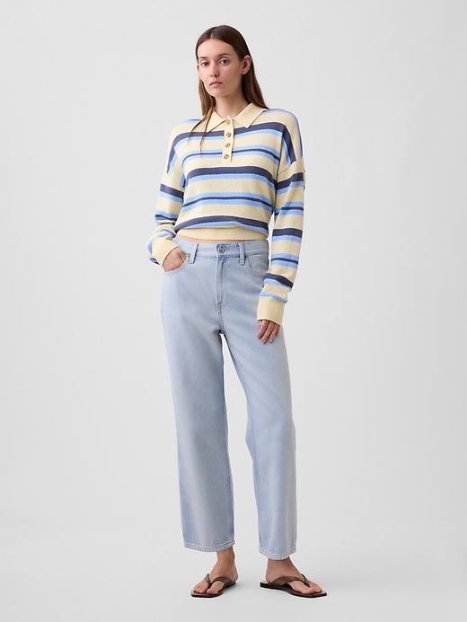 Image number 1 showing, Mid Rise SuperSoft Relaxed Straight Crop Jeans