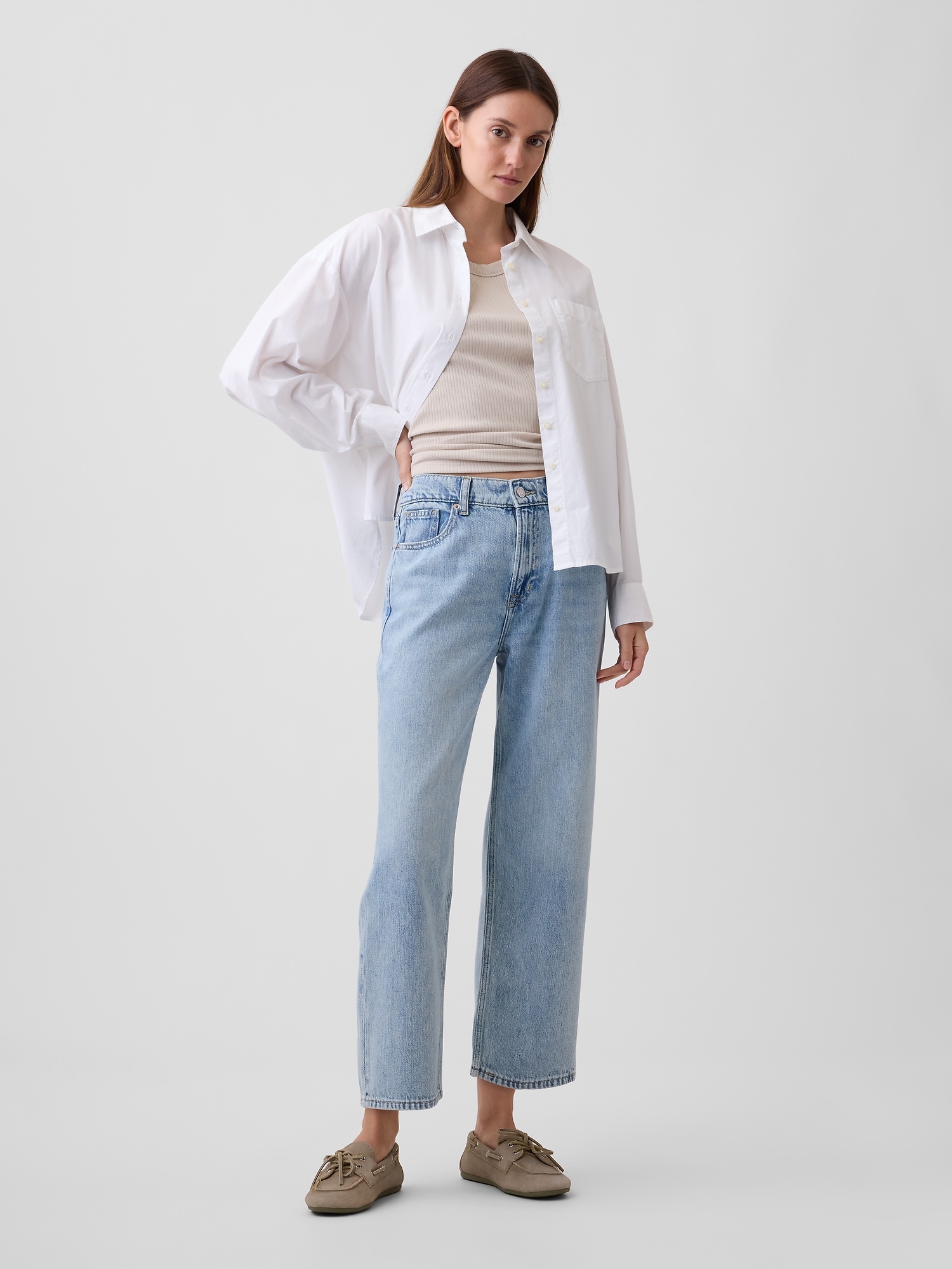 Mid Rise SuperSoft Relaxed Straight Crop Jeans