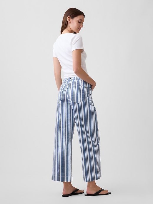 Image number 4 showing, High Rise Stripe Wide-Leg Crop Jeans