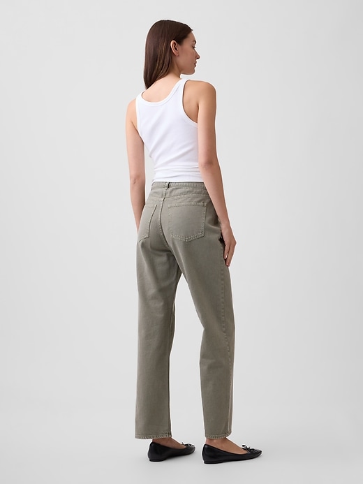 Image number 4 showing, Mid Rise Relaxed Straight Crop Jeans
