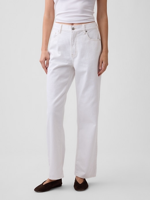 Image number 2 showing, Mid Rise Relaxed Straight Crop Jeans