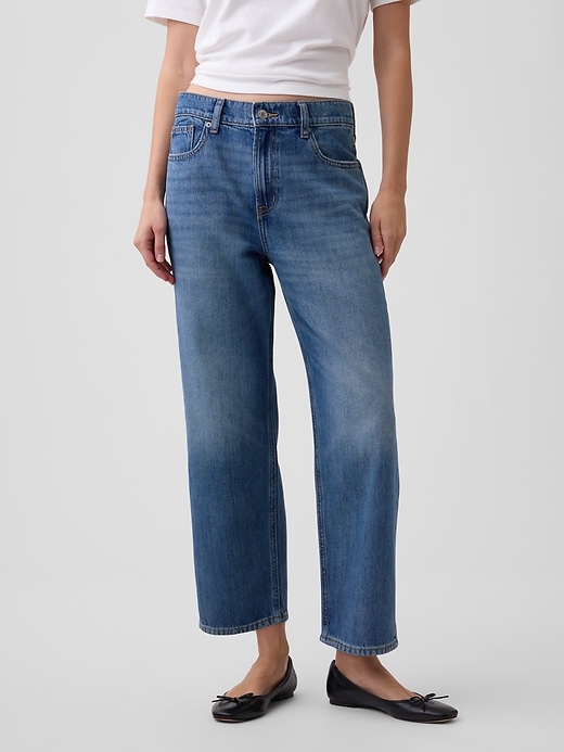 Image number 2 showing, Mid Rise SuperSoft Relaxed Straight Crop Jeans