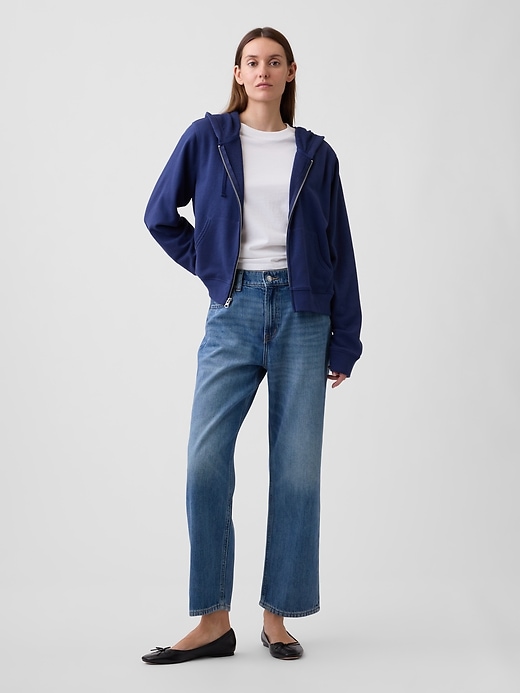 Image number 1 showing, Mid Rise SuperSoft Relaxed Straight Crop Jeans