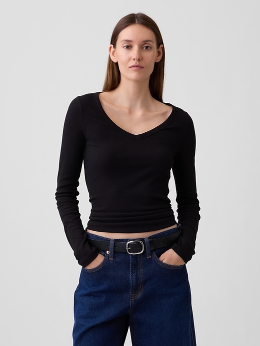 Image number 1 showing, Ribbed V-Neck T-Shirt