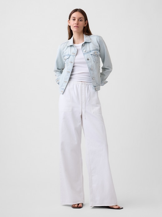 Image number 1 showing, Mid Rise Soft Pull-On Wide-Leg Jeans