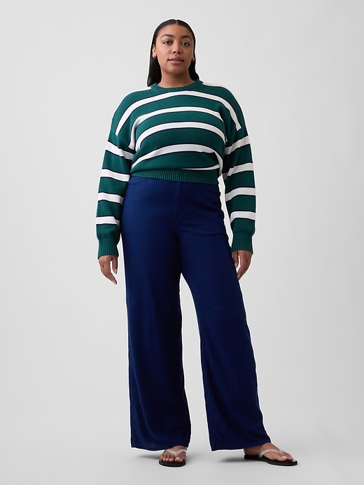 Image number 5 showing, High Rise Linen-Blend Wide-Leg Pants