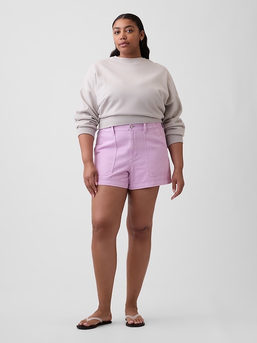 Image number 5 showing, 4" High Rise Denim Utility Shorts