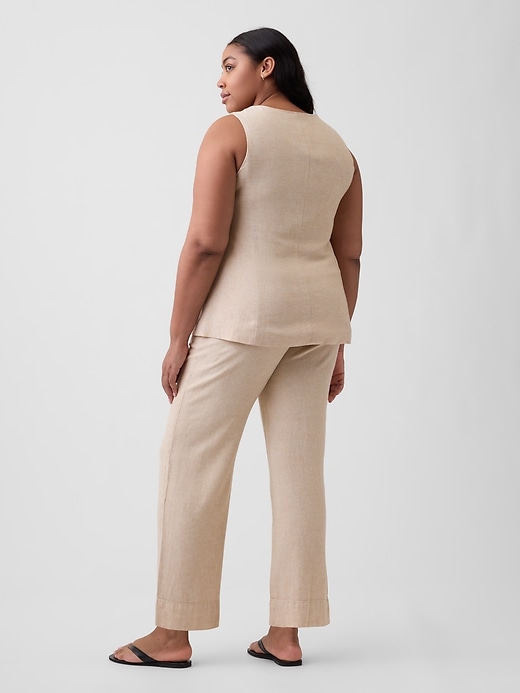 Image number 6 showing, High Rise Linen-Blend Straight Crop Pants