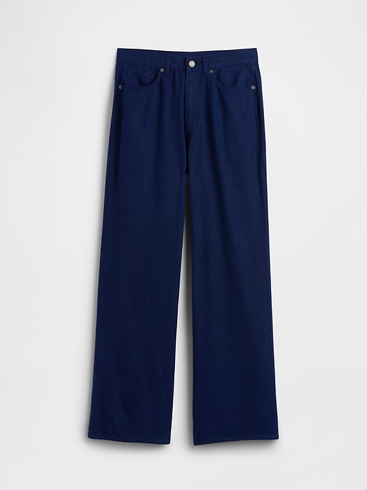 Image number 7 showing, High Rise Linen-Blend Wide-Leg Pants