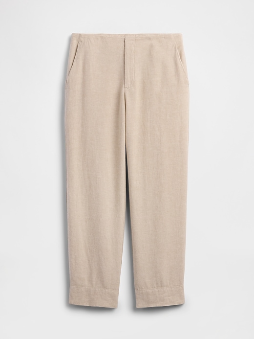 Image number 7 showing, High Rise Linen-Blend Straight Crop Pants