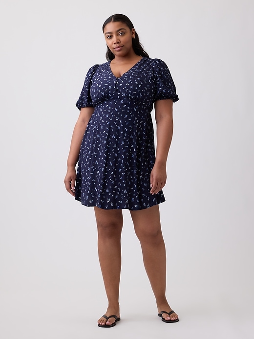 Image number 4 showing, Puff Sleeve V-Neck Mini Dress
