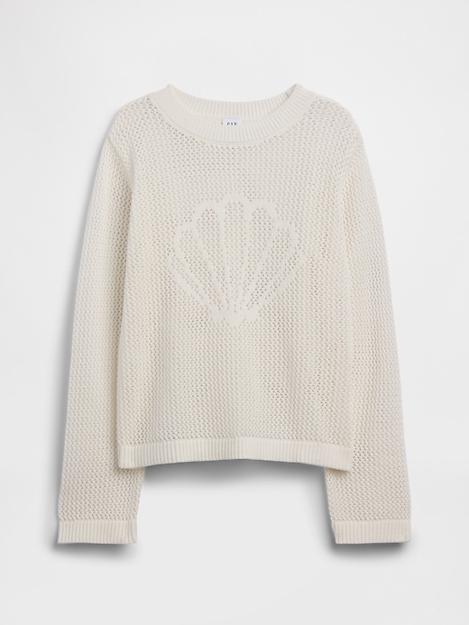 Image number 1 showing, Kids Relaxed Crochet Crewneck Sweater