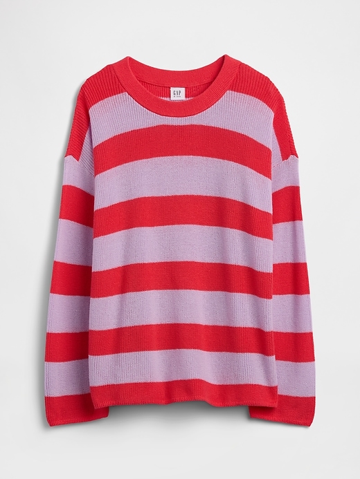 Image number 1 showing, Kids Oversized Stripe Crewneck Sweater