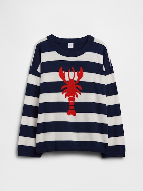 Kids Oversized Stripe Crewneck Sweater