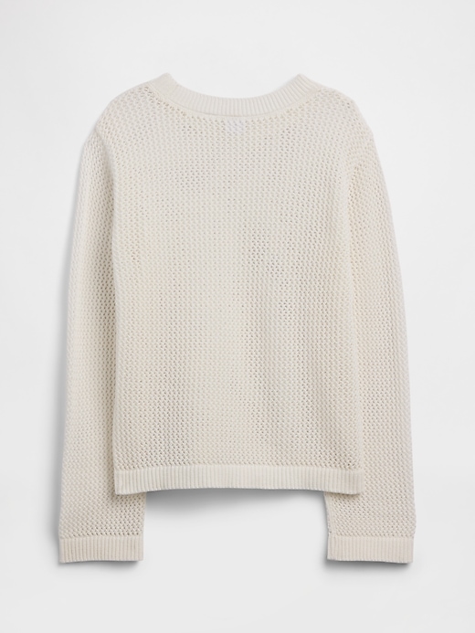 Image number 2 showing, Kids Relaxed Crochet Crewneck Sweater