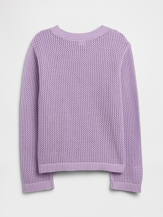 Image number 2 showing, Kids Relaxed Crochet Crewneck Sweater