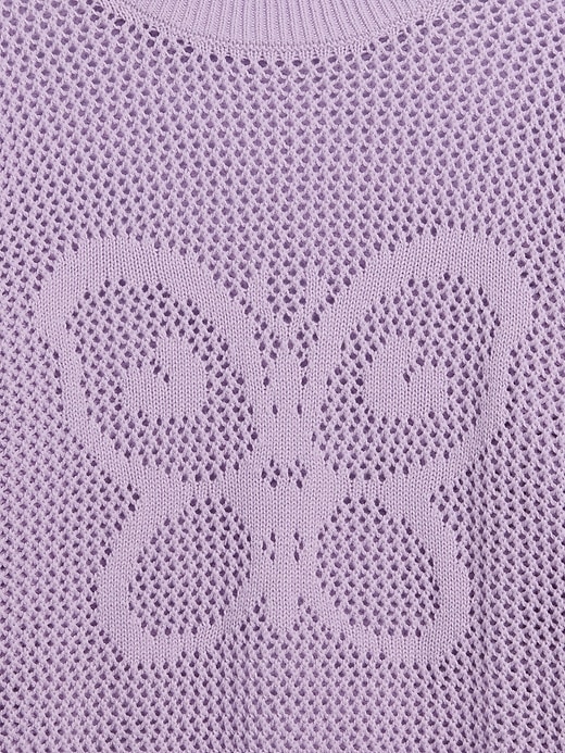 Image number 3 showing, Kids Relaxed Crochet Crewneck Sweater