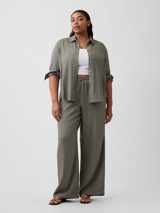 Image number 5 showing, Relaxed Linen-Blend Wide-Leg Pants