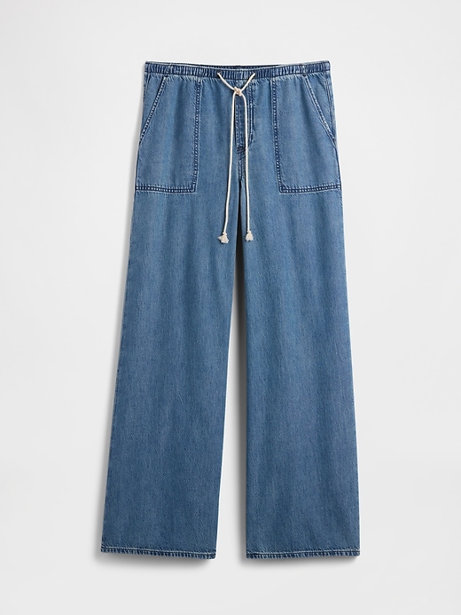 Image number 7 showing, Mid Rise Pull-On SuperLight Wide-Leg Jeans