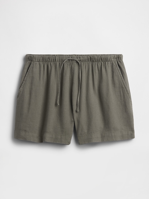 Image number 7 showing, 4" High Rise Pull-On Linen-Blend Shorts